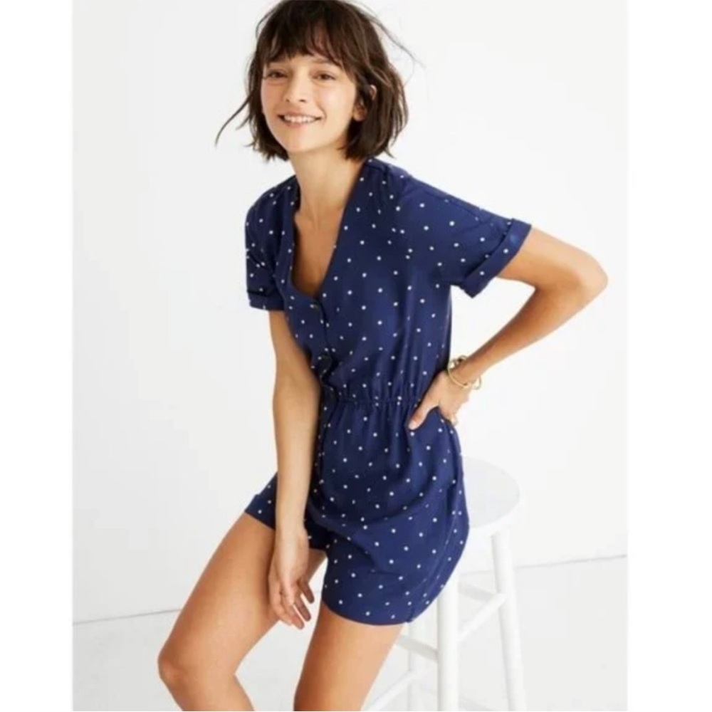 Madewell Navy Polka Dot Romper Excellent Condition!